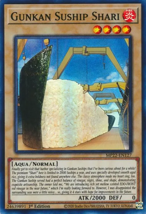 Gunkan Suship Shari MP22-EN127 Yu-Gi-Oh card from 2022 Tin of the Pharaoh's Gods