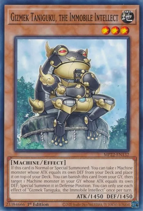 Gizmek Taniguku, the Immobile Intellect MP22-EN132 Yu-Gi-Oh card from 2022 Tin of the Pharaoh's Gods