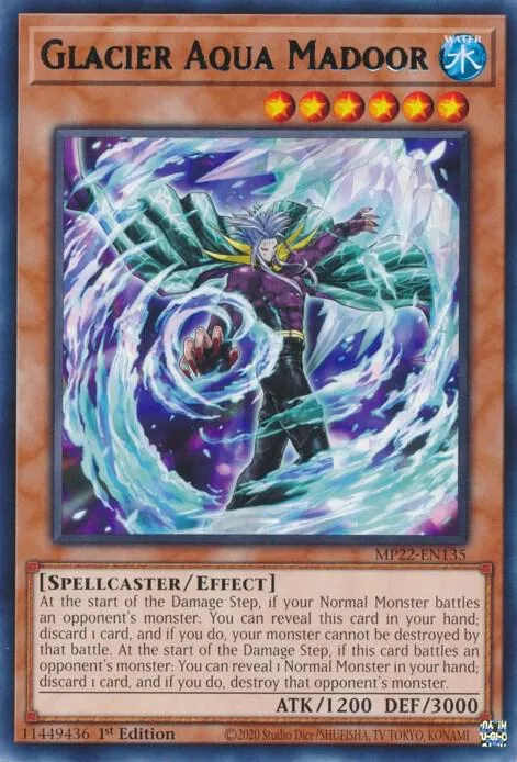 Glacier Aqua Madoor MP22-EN135 Yu-Gi-Oh card from 2022 Tin of the Pharaoh's Gods