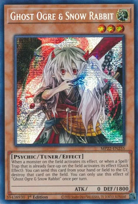 Ghost Ogre & Snow Rabbit MP22-EN255 Yu-Gi-Oh card from 2022 Tin of the Pharaoh's Gods
