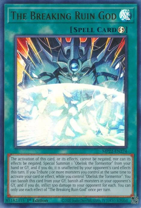 The Breaking Ruin God MP22-EN274 Yu-Gi-Oh card from 2022 Tin of the Pharaoh's Gods