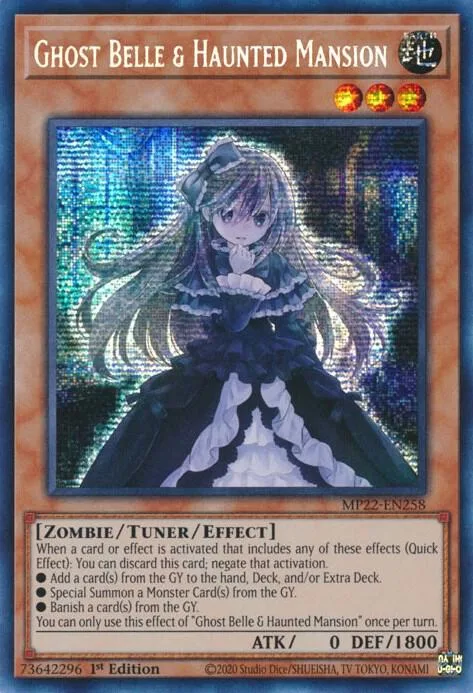 Ghost Belle & Haunted Mansion MP22-EN258 Yu-Gi-Oh card from 2022 Tin of the Pharaoh's Gods