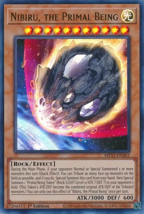 Nibiru, the Primal Being MP22-EN261 Yu-Gi-Oh card from 2022 Tin of the Pharaoh's Gods