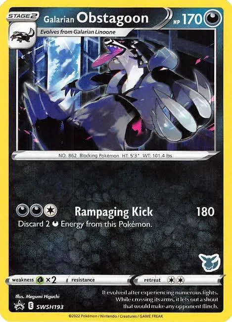 Galarian Obstagoon - SWSH193 Eevee Stamped #SWSH193 Pokémon card from Battle Academy 2022