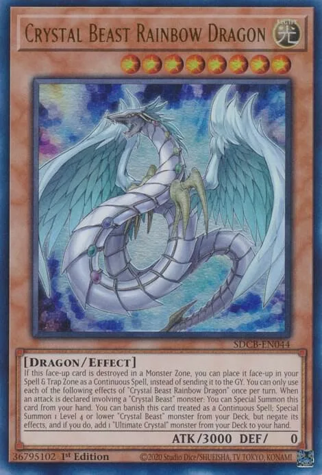Crystal Beast Rainbow Dragon SDCB-EN044 Yu-Gi-Oh card from Structure Deck: Legend of the Crystal Beasts