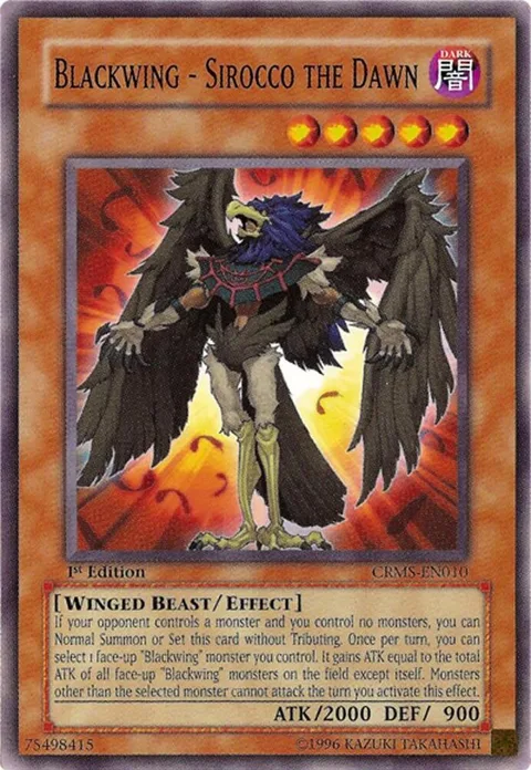 Blackwing - Sirocco the Dawn CRMS-EN010 1st Edition Yu-Gi-Oh card from Crimson Crisis