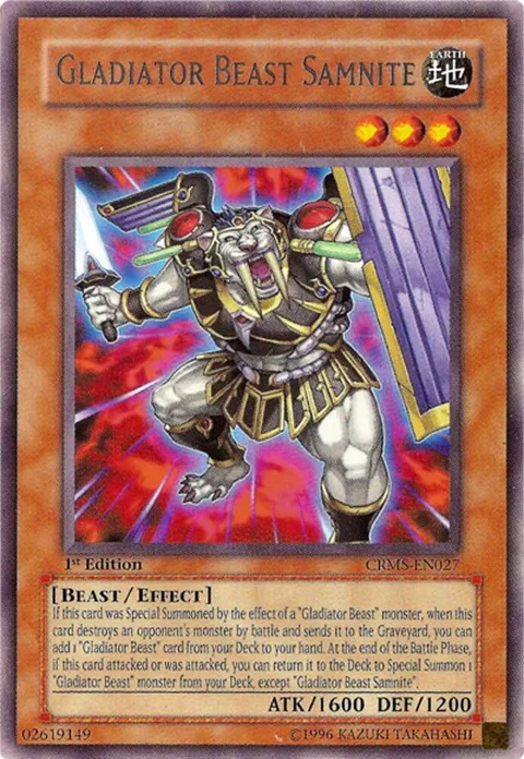 Gladiator Beast Samnite CRMS-EN027 Unlimited Yu-Gi-Oh card from Crimson Crisis