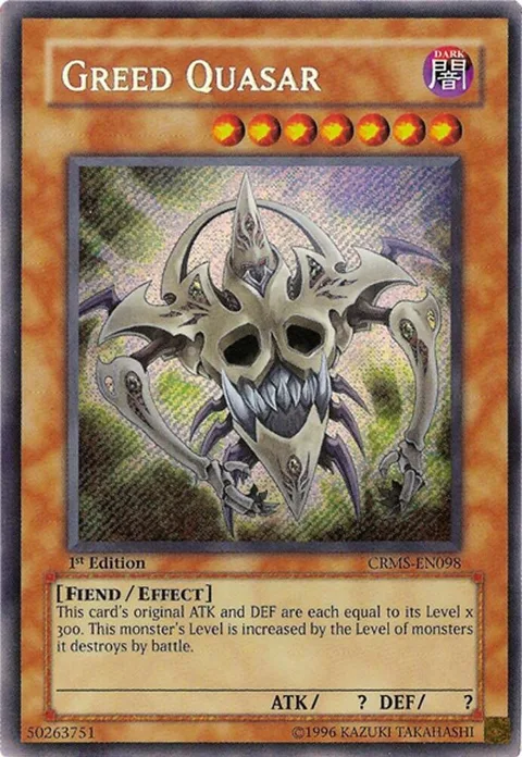 Greed Quasar CRMS-EN098 1st Edition Yu-Gi-Oh card from Crimson Crisis
