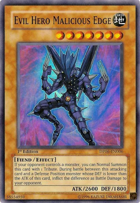 Evil Hero Malicious Edge DP06-EN006 1st Edition Yu-Gi-Oh card from Duelist Pack 6: Jaden Yuki 3