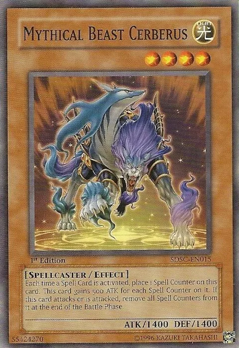Mythical Beast Cerberus SDSC-EN015 Unlimited Yu-Gi-Oh card from Structure Deck: Spellcaster's Command