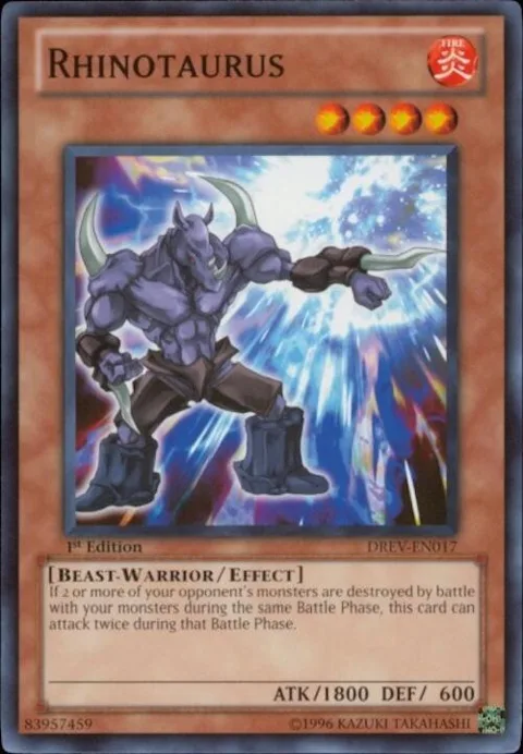 Rhinotaurus DREV-EN017 1st Edition Yu-Gi-Oh card from Duelist Revolution