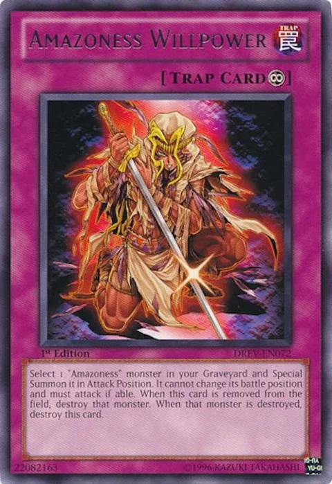 Amazoness Willpower DREV-EN072 1st Edition Yu-Gi-Oh card from Duelist Revolution
