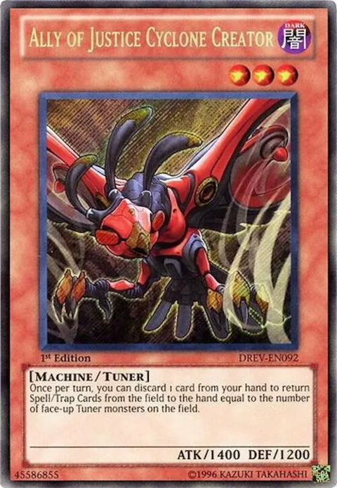 Ally of Justice Cyclone Creator DREV-EN092 1st Edition Yu-Gi-Oh card from Duelist Revolution