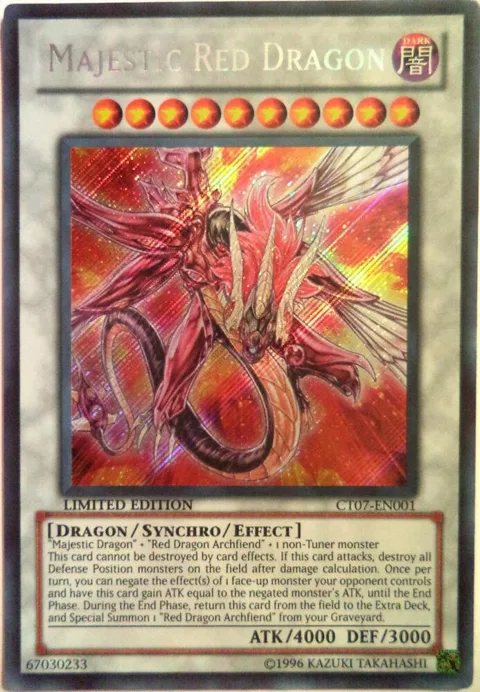Majestic Red Dragon CT07-EN001 Yu-Gi-Oh card from 2010 Collectors Tins