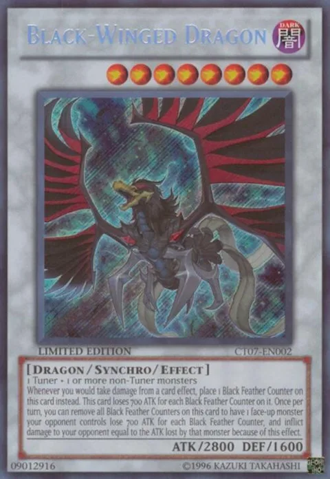 Black-Winged Dragon CT07-EN002 Yu-Gi-Oh card from 2010 Collectors Tins