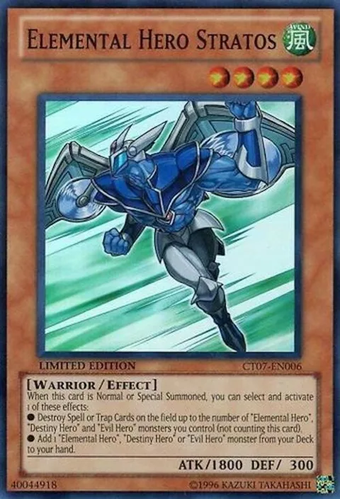 Elemental HERO Stratos CT07-EN006 Yu-Gi-Oh card from 2010 Collectors Tins