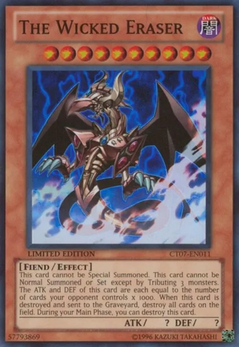 The Wicked Eraser CT07-EN011 Yu-Gi-Oh card from 2010 Collectors Tins