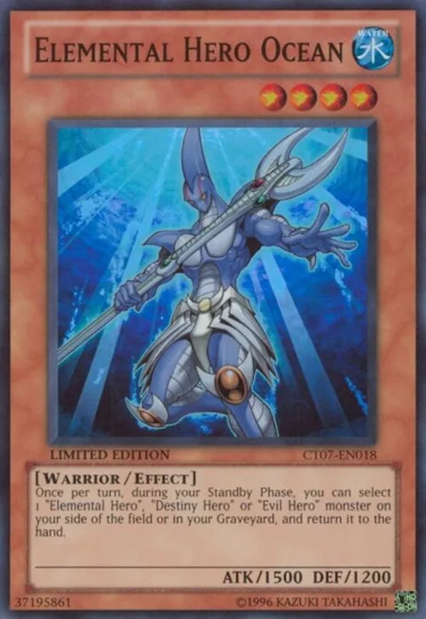 Elemental HERO Ocean CT07-EN018 Yu-Gi-Oh card from 2010 Collectors Tins