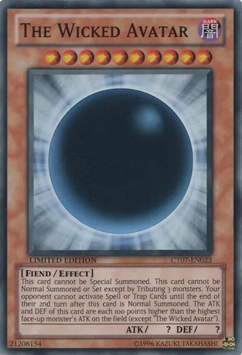 The Wicked Avatar CT07-EN023 Yu-Gi-Oh card from 2010 Collectors Tins
