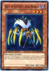 Ally of Justice Cycle Reader HA03-EN052 Unlimited Yu-Gi-Oh card from Hidden Arsenal 3