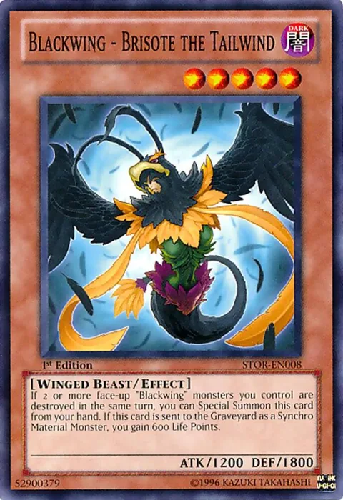 Blackwing - Brisote the Tailwind STOR-EN008 1st Edition Yu-Gi-Oh card from Storm of Ragnarok