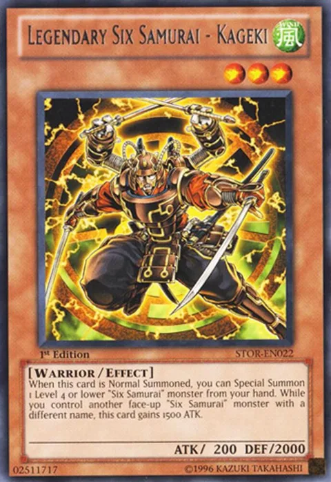 Legendary Six Samurai - Kageki STOR-EN022 1st Edition Yu-Gi-Oh card from Storm of Ragnarok