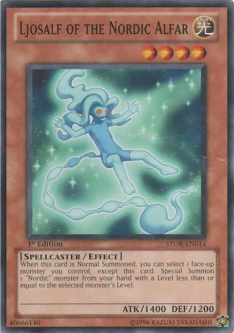 Ljosalf of the Nordic Alfar STOR-EN014 1st Edition Yu-Gi-Oh card from Storm of Ragnarok