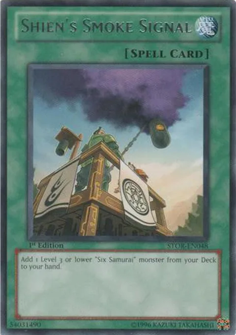 Shien's Smoke Signal STOR-EN048 1st Edition Yu-Gi-Oh card from Storm of Ragnarok
