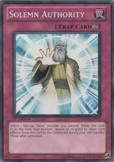 Solemn Authority STOR-EN067 1st Edition Yu-Gi-Oh card from Storm of Ragnarok