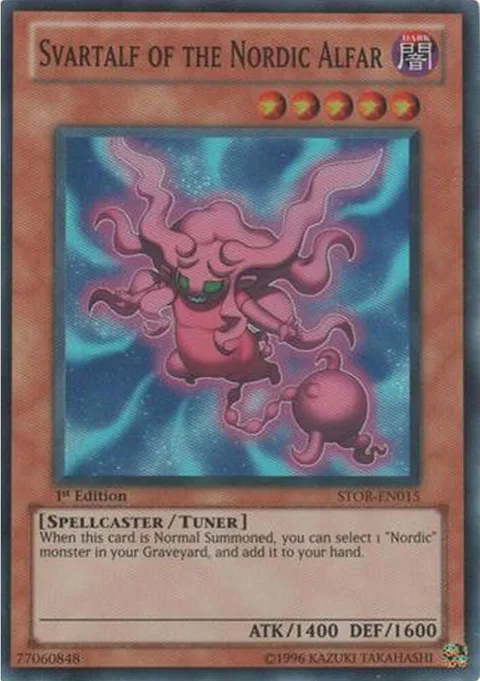 Svartalf of the Nordic Alfar STOR-EN015 Yu-Gi-Oh card from Storm of Ragnarok