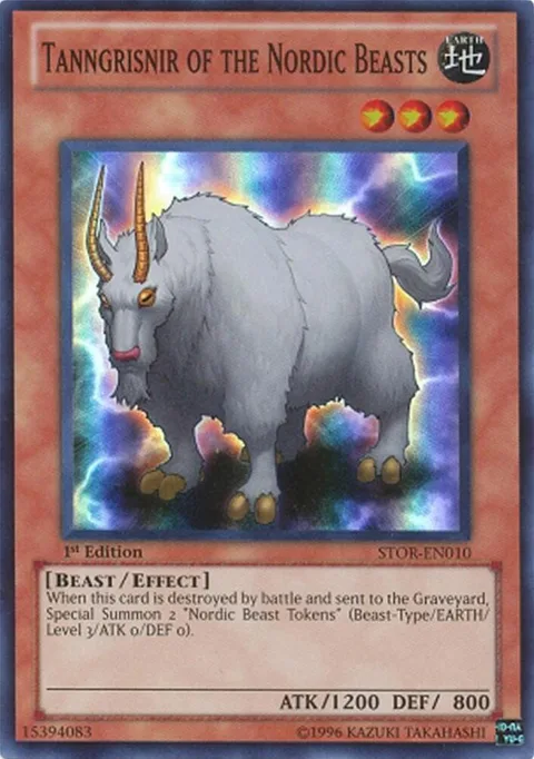 Tanngrisnir of the Nordic Beasts STOR-EN010 1st Edition Yu-Gi-Oh card from Storm of Ragnarok