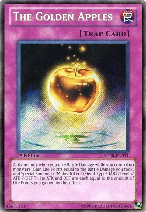 The Golden Apples STOR-EN071 1st Edition Yu-Gi-Oh card from Storm of Ragnarok