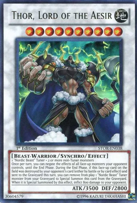 Thor, Lord of the Aesir STOR-EN038 1st Edition Yu-Gi-Oh card from Storm of Ragnarok
