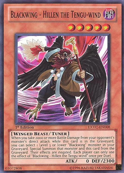 Blackwing - Hillen the Tengu-wind EXVC-EN008 1st Edition Yu-Gi-Oh card from Extreme Victory