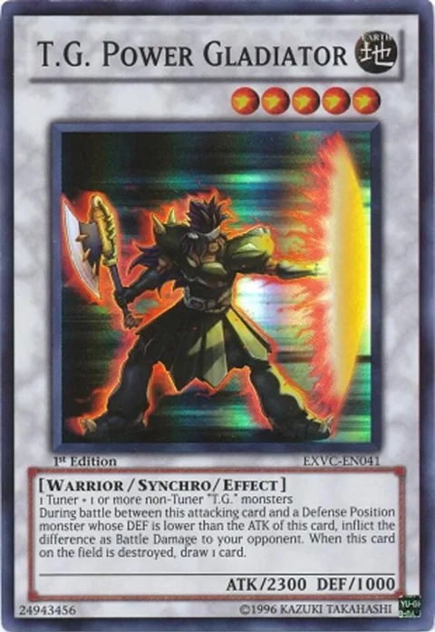 T.G. Power Gladiator EXVC-EN041 1st Edition Yu-Gi-Oh card from Extreme Victory