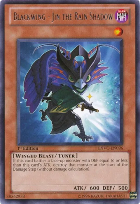 Blackwing - Jin the Rain Shadow EXVC-EN096 1st Edition Yu-Gi-Oh card from Extreme Victory