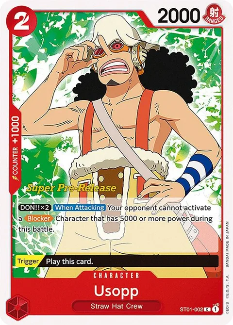 Usopp ST01-002 Super Pre-Release One Piece card from Super Pre-Release Starter Deck 1: Straw Hat Crew
