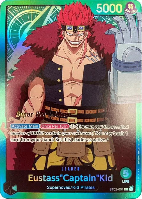 Eustass"Captain"Kid ST02-001 Super Pre-Release One Piece card from Super Pre-Release Starter Deck 2: Worst Generation
