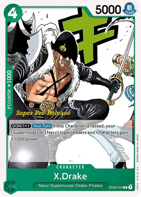 X.Drake ST02-014 Super Pre-Release One Piece card from Super Pre-Release Starter Deck 2: Worst Generation