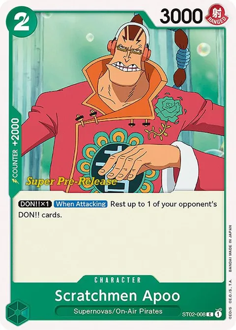 Scratchmen Apoo ST02-008 Super Pre-Release One Piece card from Super Pre-Release Starter Deck 2: Worst Generation