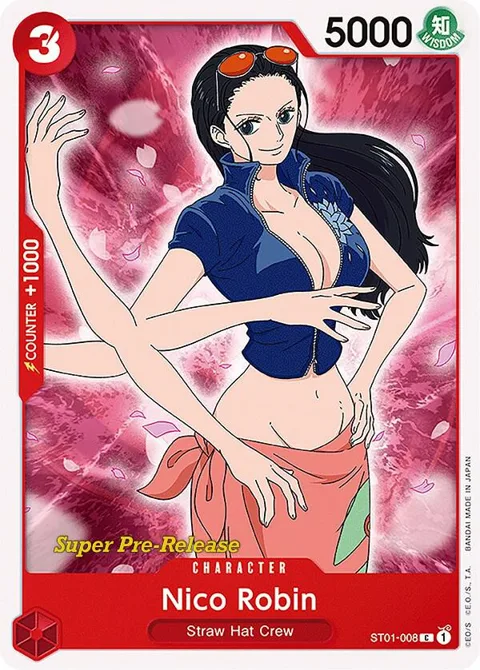 Nico Robin ST01-008 Super Pre-Release One Piece card from Super Pre-Release Starter Deck 1: Straw Hat Crew