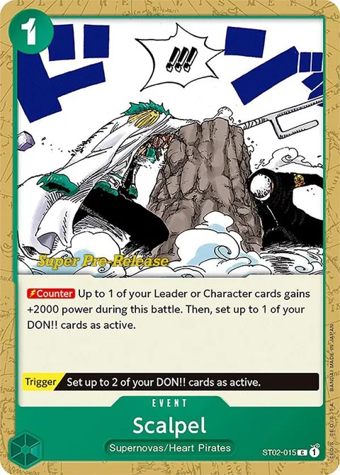 Scalpel ST02-015 Super Pre-Release One Piece card from Super Pre-Release Starter Deck 2: Worst Generation