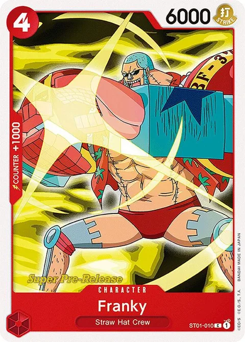 Franky ST01-010 Super Pre-Release One Piece card from Super Pre-Release Starter Deck 1: Straw Hat Crew
