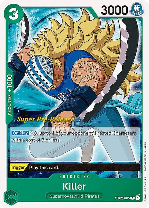 Killer ST02-005 Super Pre-Release One Piece card from Super Pre-Release Starter Deck 2: Worst Generation