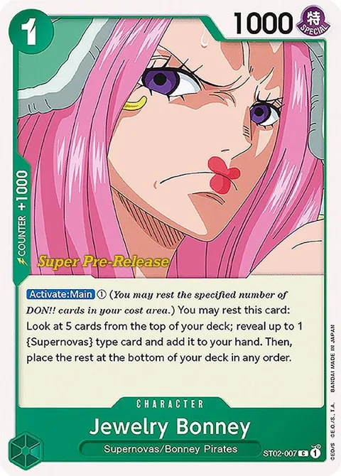 Jewelry Bonney ST02-007 Super Pre-Release One Piece card from Super Pre-Release Starter Deck 2: Worst Generation