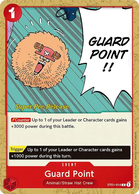 Guard Point ST01-014 Super Pre-Release One Piece card from Super Pre-Release Starter Deck 1: Straw Hat Crew