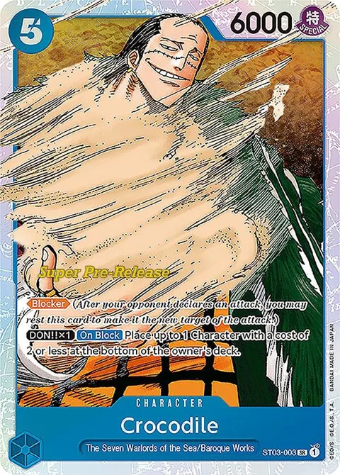 Crocodile ST03-003 Super Pre-Release One Piece card from Super Pre-Release Starter Deck 3: The Seven Warlords of the Sea
