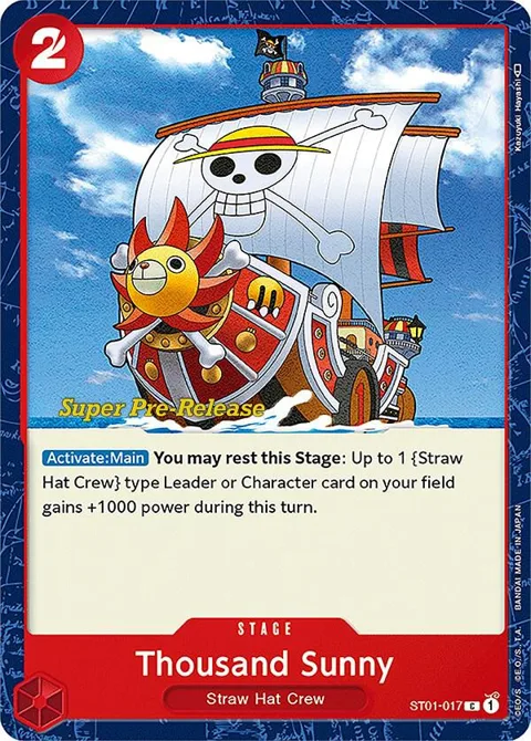 Thousand Sunny ST01-017 Super Pre-Release One Piece card from Super Pre-Release Starter Deck 1: Straw Hat Crew