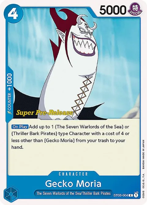 Gecko Moria ST03-004 Super Pre-Release One Piece card from Super Pre-Release Starter Deck 3: The Seven Warlords of the Sea