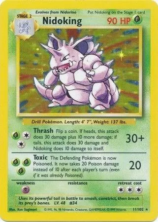 Nidoking #011/102 Holofoil Pokémon card from Base Set